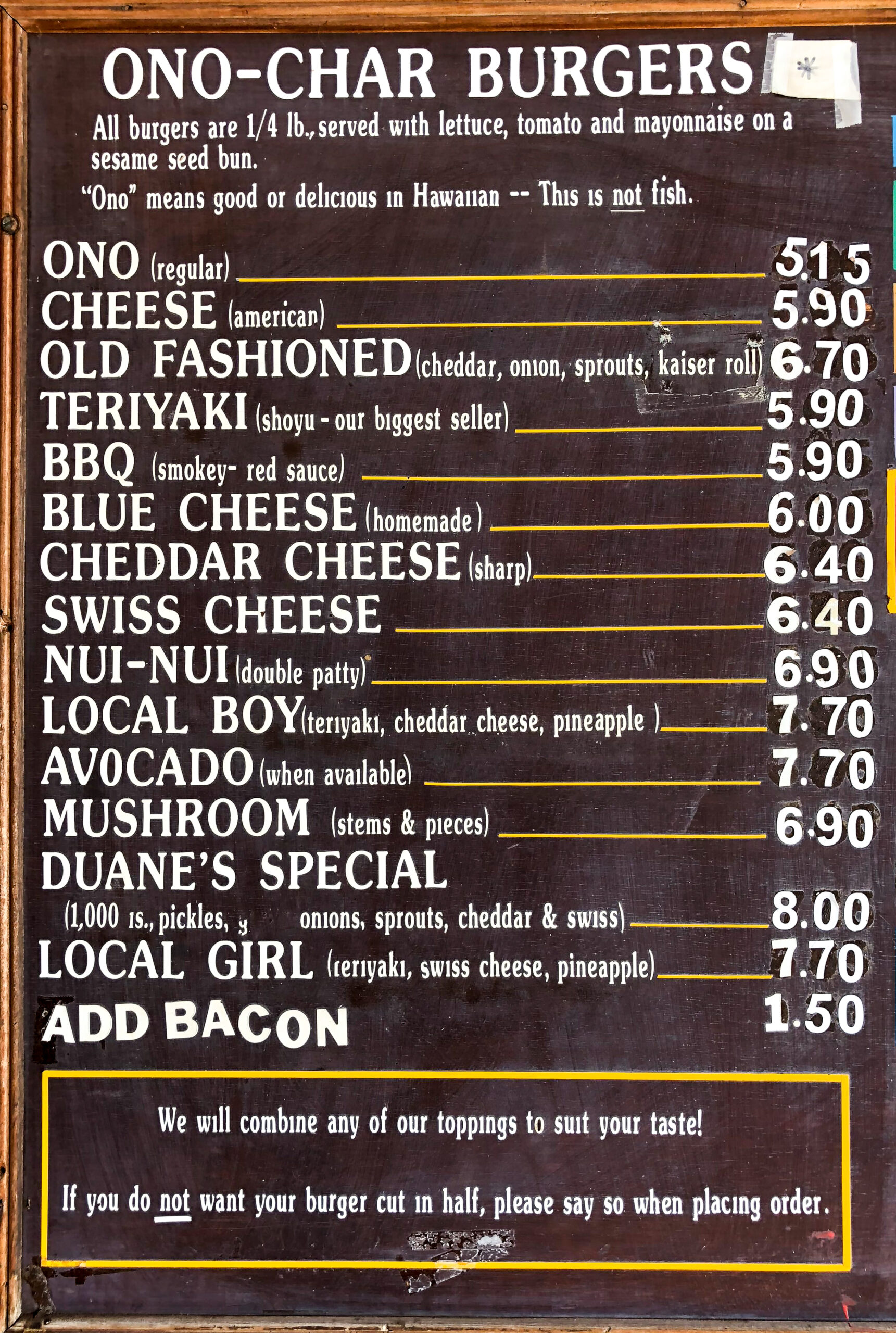 Duane's Ono Char-Burger